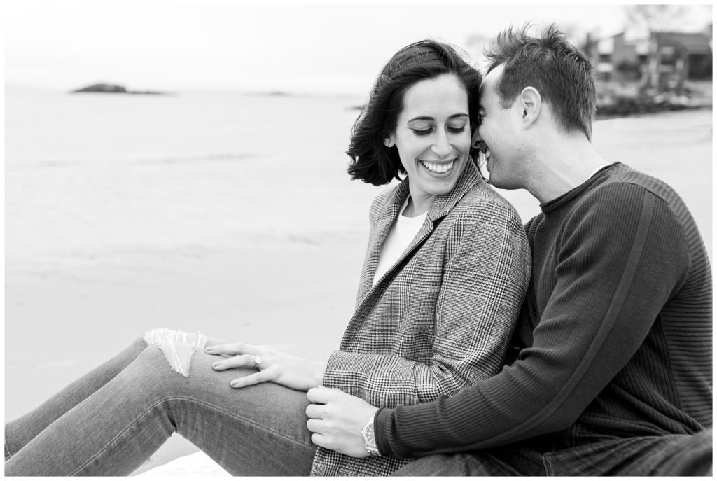 black and white, husband and wife, engagement session
