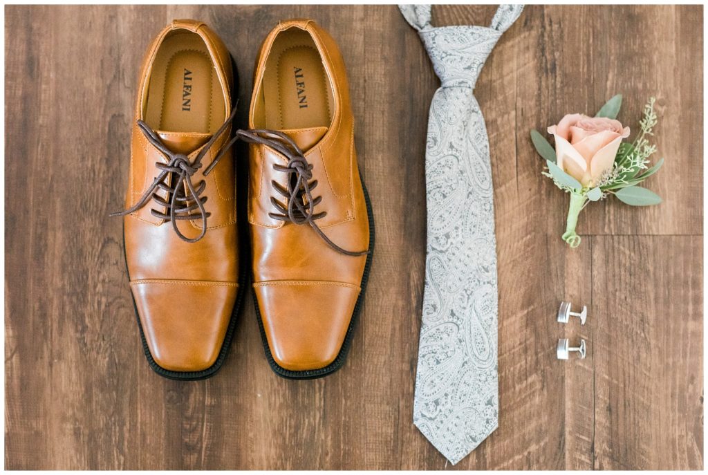 groom's alfani shoes on his wedding day