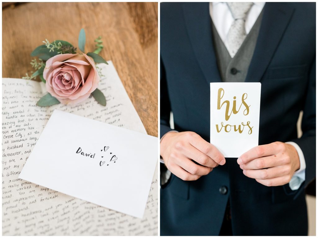groom's vow book and letter from the bride