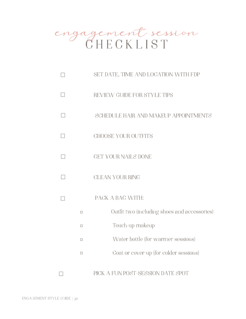 Engagement Session Checklist