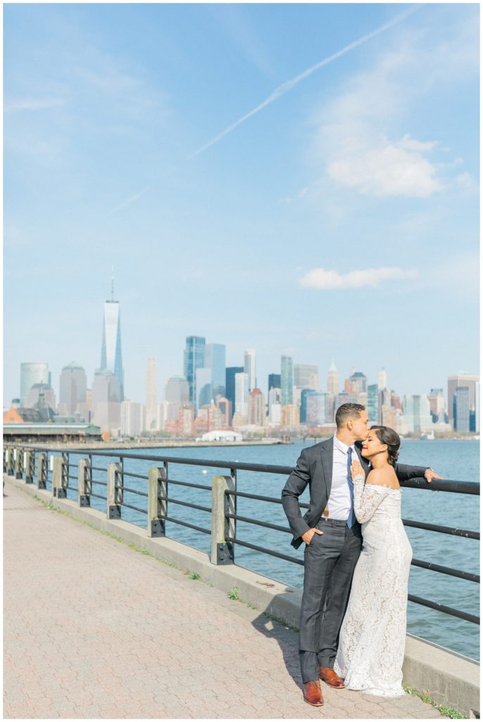 Manhattan Skyline with Bride and Groom